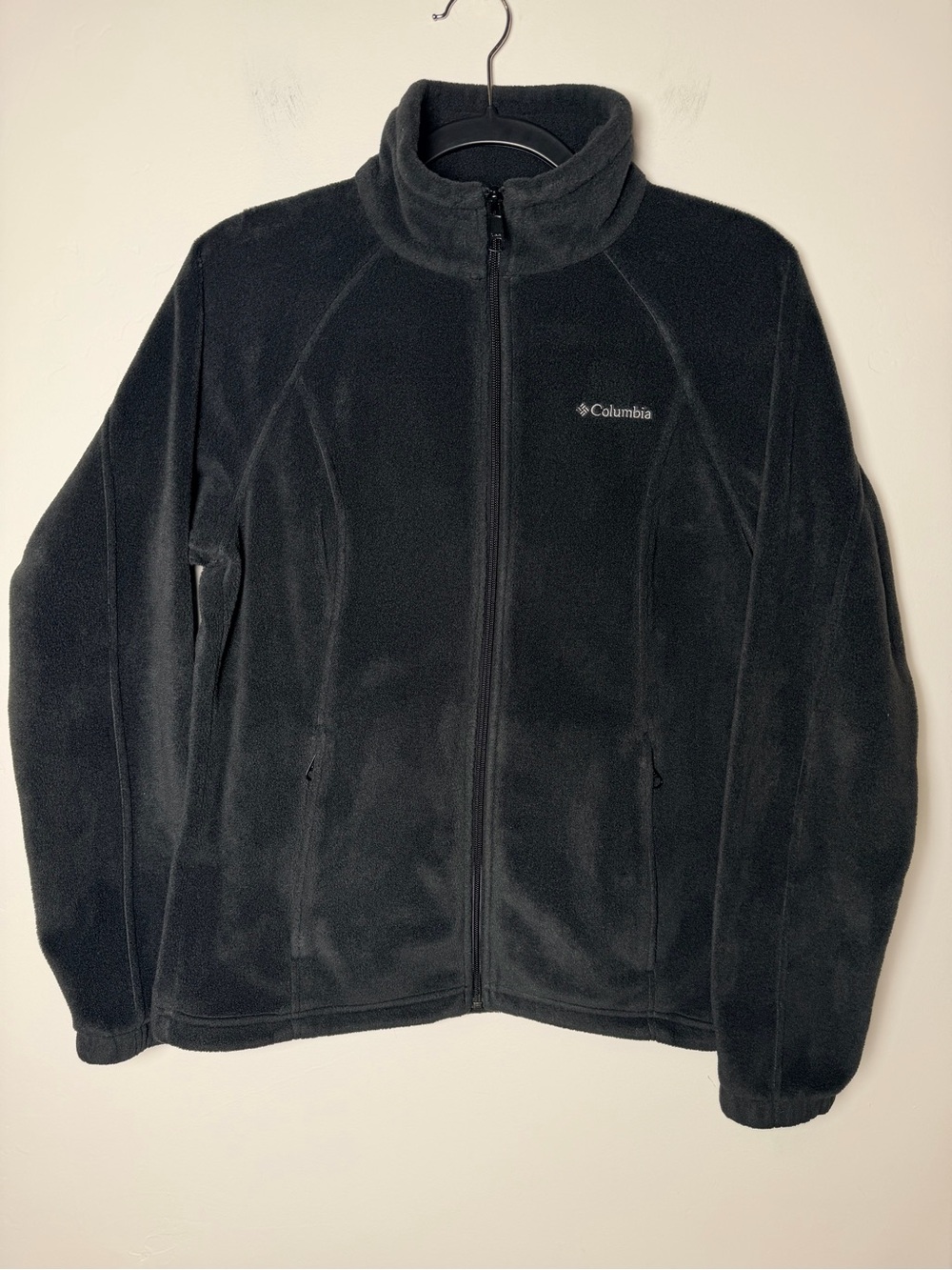 Columbia Sweater Black Fleece Zip Women’s Size L Soft Warm Jacket